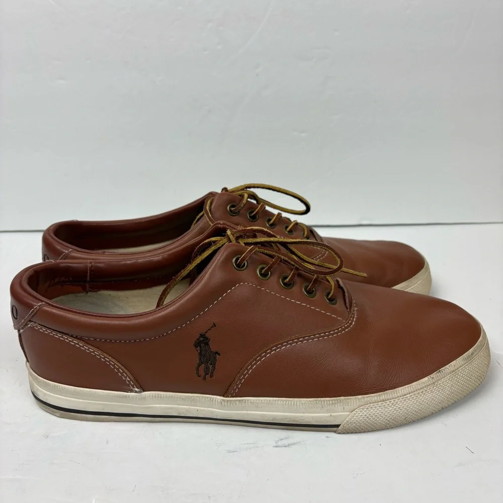 Polo Ralph Lauren Vaughn Shoes Sneakers Tan Brown Leather Lace-up Men’s size 12D